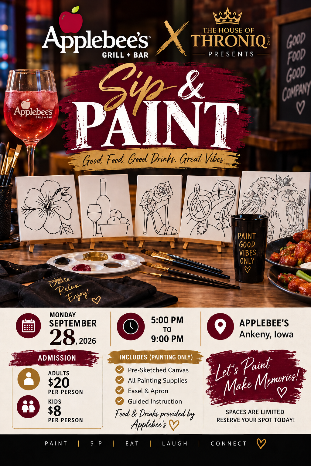 🍎 Applebee’s x The House of Throniq Sip & Paint